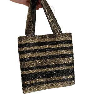 Cute Beaded Gold and Black Valerie Stevens Mini Purse